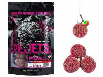 Готові ПВА стіки Lazy PVA Stick-Pellets Кальмар/Журавлина 15шт CTPVASCRB фото